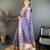 blue color cotton blend flower digital printed saree with blouse