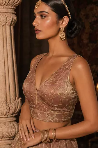 Rose goldembroidered fancydesigner saree blouse