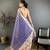 blue color cotton blend flower digital printed saree with blouse