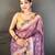 purple color cotton blend flower digital printed saree with blouse