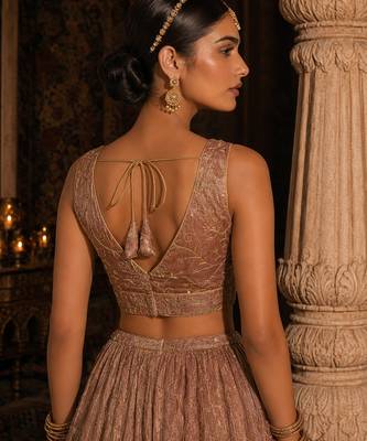 Rose goldembroidered fancydesigner saree blouse 4
