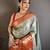 skyblue-red color kanjivaram silk blend zari woven sarees
