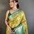 yellow-green color kanjivaram silk blend zari woven sarees