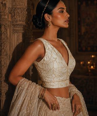 White embroidered fancydesigner saree blouse 2