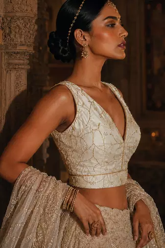 White embroidered fancydesigner saree blouse