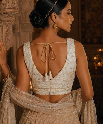 White embroidered fancydesigner saree blouse 3