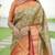 beige color kanjivaram silk blend zari weaving saree with blouse 