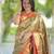 beige color kanjivaram silk blend zari weaving saree with blouse 
