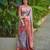 blue color kanjivaram silk blend zari weaving saree with blouse 
