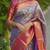 blue color kanjivaram silk blend zari weaving saree with blouse 