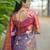 blue color kanjivaram silk blend zari weaving saree with blouse 
