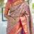 pink color kanjivaram silk blend zari weaving saree with blouse 