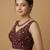 Maroon embroidered v neck designer saree blouse