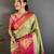 pista green color kanchipuram silk blend zari woven sarees