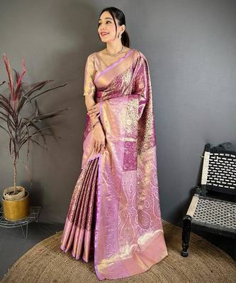wine color kanchipuram silk blend zari woven sarees 1