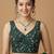 Emerald green embroidered v neck designer saree blouse