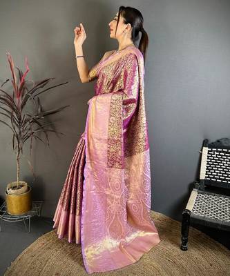 wine color kanchipuram silk blend zari woven sarees 2