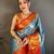 skyblue color kanchipuram silk blend zari woven sarees