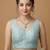 Light blue embroidered v neck designer saree blouse