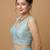 Light blue embroidered v neck designer saree blouse