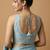 Light blue embroidered v neck designer saree blouse