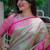 pista green -pink color kanjivaram silk blend flower zari weaving sarees
