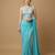 Light blue embroidered v neck designer saree blouse
