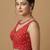 Light red embroidered v neck designer saree blouse