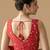 Light red embroidered v neck designer saree blouse
