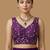 Purple embroidered v neck designer saree blouse