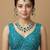 Rama green embroidered v neck designer saree blouse