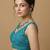 Rama green embroidered v neck designer saree blouse