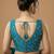 Rama green embroidered v neck designer saree blouse