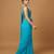 Rama green embroidered v neck designer saree blouse