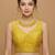 Yellow embroidered v neck designer saree blouse