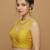 Yellow embroidered v neck designer saree blouse