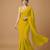 Yellow embroidered v neck designer saree blouse