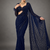 Neavy Blue Color Sequins And Embroidery Work Georgette Saree