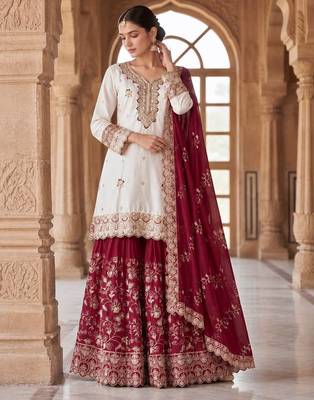 white pakistani ready-to-wear sharara set 1