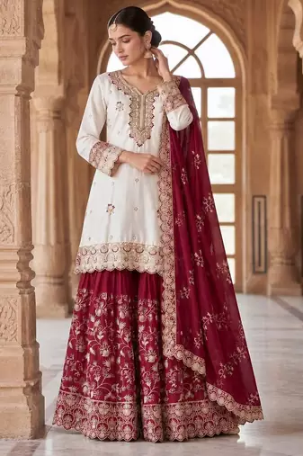 white pakistani ready-to-wear sharara set