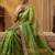 Parrot Green Color Sequence Butti Work Satin Saree