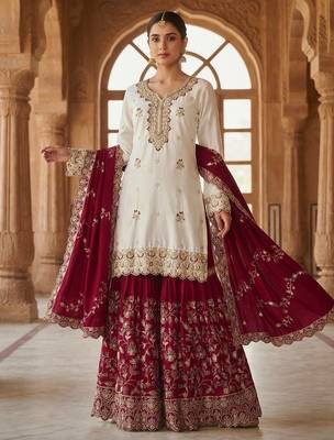 white pakistani ready-to-wear sharara set 2