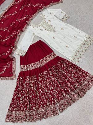 white pakistani ready-to-wear sharara set 4