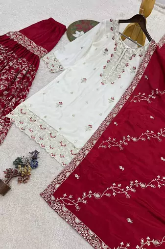 white pakistani ready-to-wear sharara set