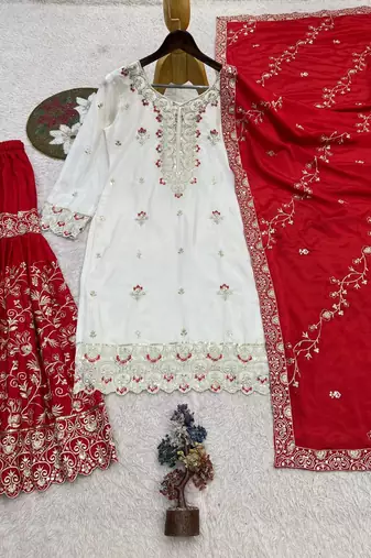 white designer festival wear salwar kameez