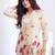 Cream pink floral printed rayon 2-pieces co-ord sets for women