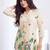 Cream green floral printed rayon 2-pieces co-ord sets for women