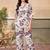 Cream purple floral printed rayon 2-pieces co-ord sets for women