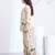Cream green floral printed rayon 2-pieces co-ord sets for women