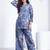 Blue floral printed rayon 2-pieces co-ord sets for women